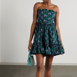 Agua by Agua Bendita Rosa Strapless Ruffle Mini Dress in Esmeralda Print